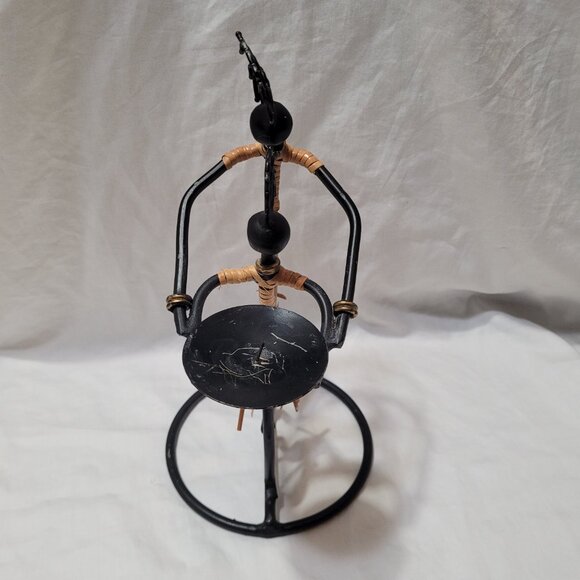 Laurids Lonborg Wrought Iron Rattan Candle Holder Tribal Woman With Girl Read - Picture 3 of 11